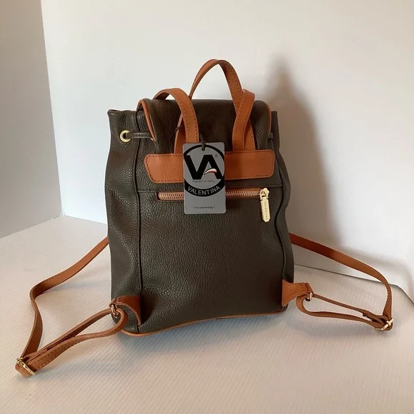 Valentina Drawstring Convertible Backpack in Taupe Brown Leather #4408 NWT $248 - Picture 2 of 6